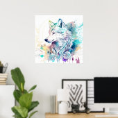 Wolf Portrait Animal Painting Wildlife Outdoor Poster (Heimbüro)