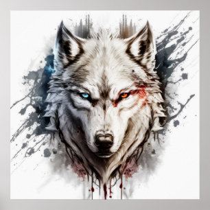 Wolf Portrait Animal Painting Wildlife Outdoor Poster