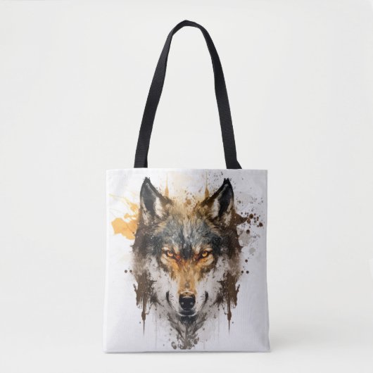 Wolf Portrait Animal Painting Wildlife Outdoor Tasche (Vorderseite)