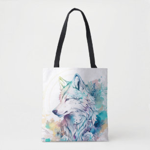 Wolf Portrait Animal Painting Wildlife Outdoor Tasche