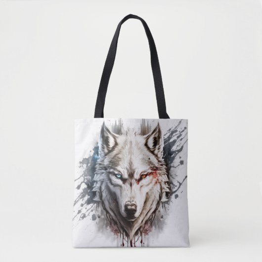 Wolf Portrait Animal Painting Wildlife Outdoor Tasche (Vorderseite)