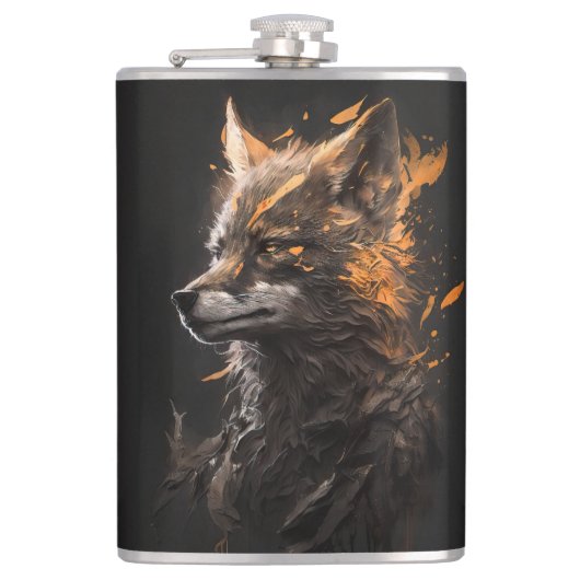 Wolf Portrait Art Collection Flachmann (Vorderseite)