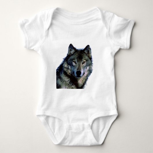 Wolf Portrait Baby Strampler (Vorderseite)
