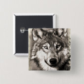 Wolf-Portrait Button (Vorne & Hinten)