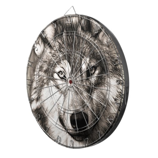 Wolf-Portrait Dartscheibe (Vorderseite rechts)