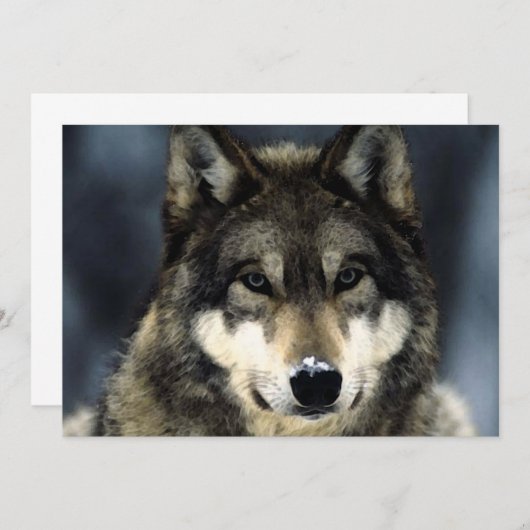 Wolf Portrait Einladung (Vorne/Hinten)