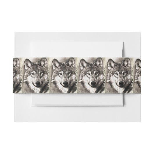 Wolf-Portrait Einladungsbanderole (Vorderseite Beispiel)