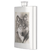 Wolf-Portrait Flachmann (Links)