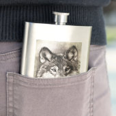 Wolf-Portrait Flachmann (Beispiel)