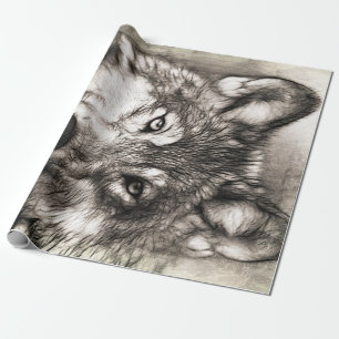 Wolf-Portrait Geschenkpapier