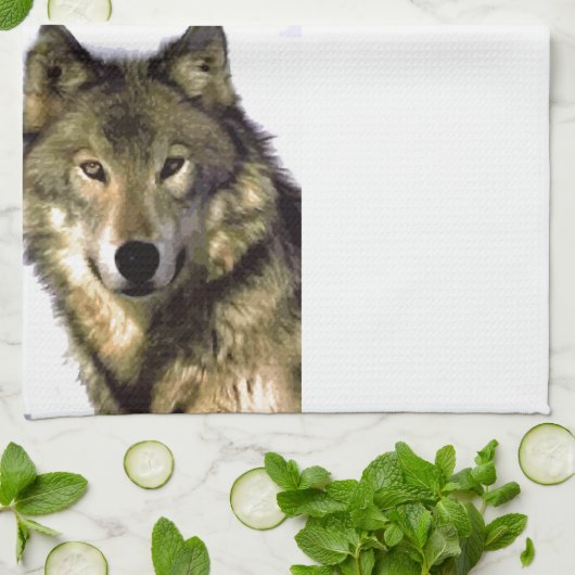 Wolf Portrait Geschirrtuch (Gefaltet)