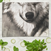 Wolf-Portrait Geschirrtuch (Gefaltet)