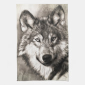 Wolf-Portrait Geschirrtuch (Vertikal)