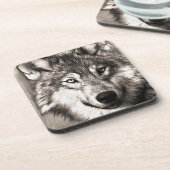 Wolf-Portrait Getränkeuntersetzer (Linke Seite)