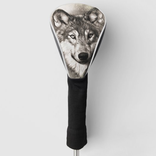 Wolf-Portrait Golf Headcover (Vorderseite)
