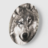Wolf-Portrait Große Wanduhr (Winkel)