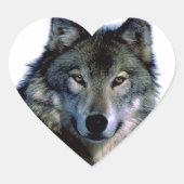 Wolf Portrait Herz-Aufkleber (Vorderseite)