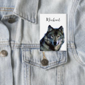 Wolf portrait Ihren Namen benutzerdefinierte Hands Button (Insitu)