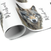 Wolf portrait Ihren Namen benutzerdefinierte Hands Geschenkpapier (Rolleneckpunkt)
