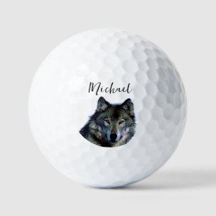 Wolf portrait Ihren Namen benutzerdefinierte Hands Golfball