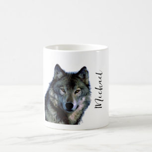 Wolf portrait Ihren Namen benutzerdefinierte Hands Kaffeetasse