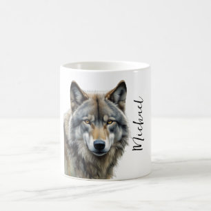 Wolf portrait Ihren Namen benutzerdefinierte Hands Kaffeetasse