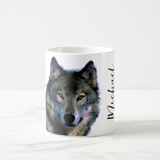 Wolf portrait Ihren Namen benutzerdefinierte Hands Kaffeetasse (Mittel)
