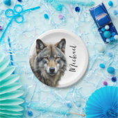 Wolf portrait Ihren Namen benutzerdefinierte Hands Pappteller (Party)
