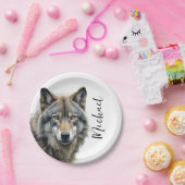 Wolf portrait Ihren Namen benutzerdefinierte Hands Pappteller (Party)