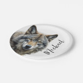 Wolf portrait Ihren Namen benutzerdefinierte Hands Pappteller (Schrägansicht)