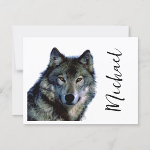 Wolf portrait Ihren Namen benutzerdefinierte Hands Postkarte