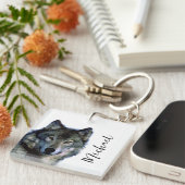 Wolf portrait Ihren Namen benutzerdefinierte Hands Schlüsselanhänger (Vorderseite rechts)