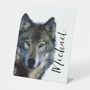 Wolf portrait Ihren Namen benutzerdefinierte Hands Sockelschild