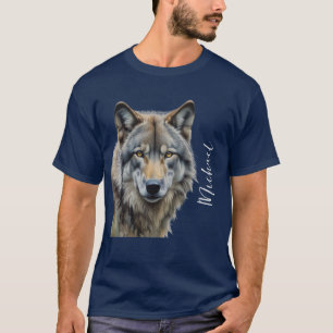 Wolf portrait Ihren Namen benutzerdefinierte Hands T-Shirt