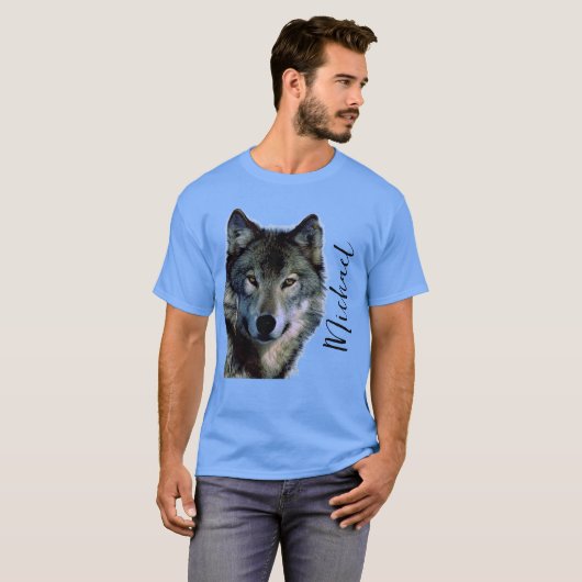 Wolf portrait Ihren Namen benutzerdefinierte Hands T-Shirt (Vorne ganz)