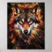 Wolf Portrait in Fire Poster (Vorne)