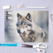 Wolf Portrait in weichem Wasser Seidenpapier (Handwerk)