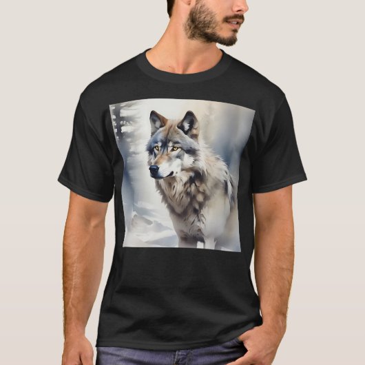 Wolf Portrait in weichem Wasser T-Shirt (Vorderseite)