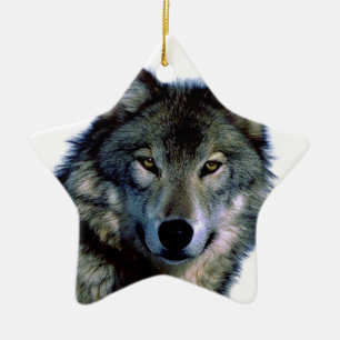Wolf Portrait Keramik Ornament