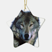 Wolf Portrait Keramik Ornament (Links)