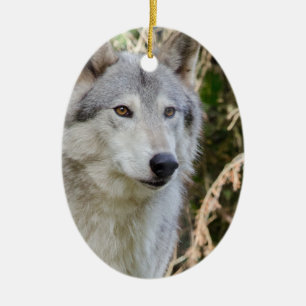 Wolf-Portrait Keramik Ornament