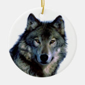 Wolf Portrait Keramikornament (Vorne)