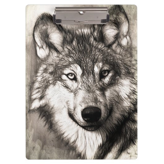 Wolf-Portrait Klemmbrett (Vorderseite)