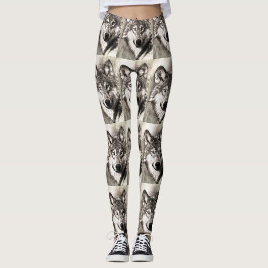 Wolf-Portrait Leggings (Vorderseite)