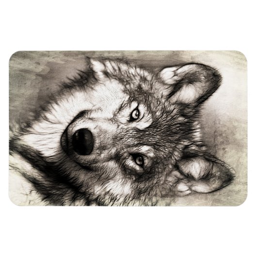 Wolf-Portrait Magnet (Horizontal)