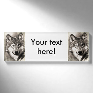 Wolf-Portrait Namenschild