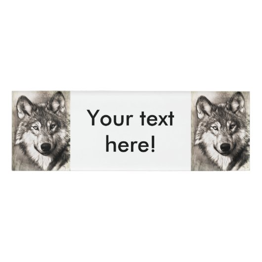 Wolf-Portrait Namenschild (Vorderseite)
