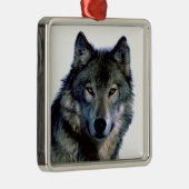 Wolf Portrait Ornament Aus Metall (Rechts)
