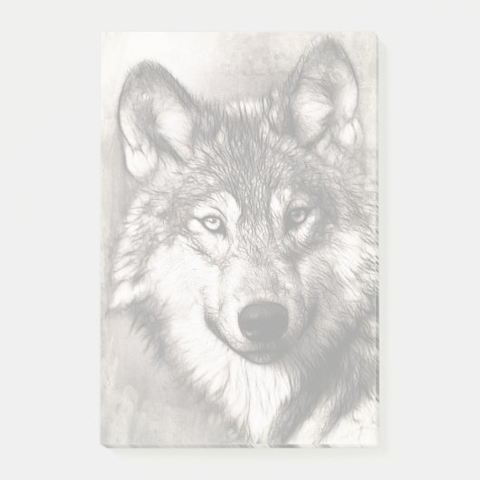 Wolf-Portrait Post-it Klebezettel (Vorderseite)