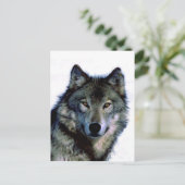 Wolf Portrait Postkarte (Stehend Vorderseite)